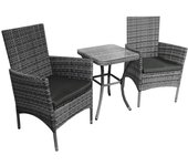 Jardí conjunto muebles jardín exterior set bistro ratán gris 2 personas dos plazas mesa con tablero de vidrio asientos