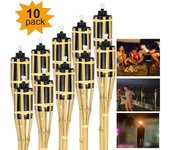 Antorcha de jardín para exterior set de 10 antorchas de bambú con mecha decorativa lámpara de aceite altura 90cm