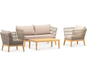 Conjunto de jardín madera y cuerda taupé 5 plazas - bermudas
