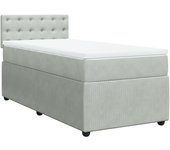 Cama con somier tapizado y colchón de terciopelo gris claro 90x190 cm