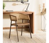 Marcel - lote de 2 sillones de mango y ratán, asiento y respaldo de cuero