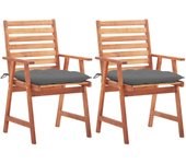 Sillas comedor de jardín 2 uds madera maciza acacia y cojines
