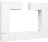 Juego de 6 muebles para sala de estar con tv de madera de ingeniería blanca