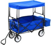 Carrito de mano plegable de acero con capota azul