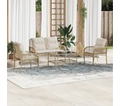 Juego de sofás jardín con cojines 4 piezas | juego de muebles de jardín | conjunto de comedor jardín ratán sintético beige cfw51042