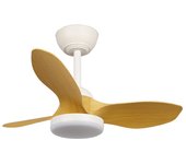 Ventilador de techo led stel mini s blanco+madera 20w 1900lm cct intensidad regulable con mando a distancia