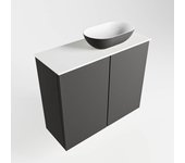 Mondiaz fowy 60cm mueble fondo reducido dark grey. con lavabo sobre mueble poole posición derecho 1 orificio dark grey