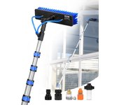 Vevor kit pértiga telescópica 9 m, cepillo pp giratorio 180°, manguera 20 m, herramienta limpieza paneles solares/ventanas con agua