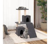 Rascador para gatos con postes de sisal gris oscuro 82 cm