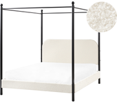 Beliani cama con dosel bouclé dannemois 140 x 200 cm blanco crema