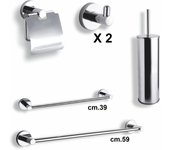 Serie selz set de accesorios de 6 piezas con portarrollos, perchero (x2), toallero 39 cm, toallero 59 cm, escobillero