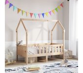 Vidaxl cama con forma de casa de niños madera maciza marrón 70x140 cm