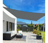 Vela de sombra rectangular de 2 x 4 m, impermeable, de pes, color antracita, con 95 % de protección uv para patio y jardín al aire libre.