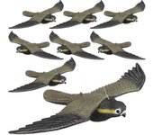Relaxdays pack de 8 halcones espantapájaros para colgar, plástico, negro, 8x35x58 cm