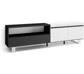 Mueble tv, televisión, 200x35x57cm, para tv hasta 80, diseño industrial, blanco y negro