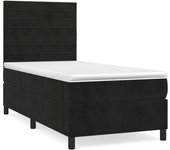 Somier de láminas con colchón terciopelo negro 90x190 cm