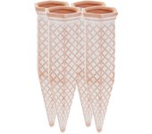 Relaxdays pack 4 picos riego cuadriculados, regador maceta, regador para botellas 1,5 l, arcilla, 18x5,5x5cm, terracota