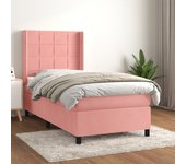 Cama con somier y colchón rosa 90x200 cm terciopelo