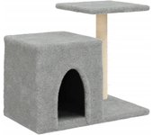 Rascador para gatos con postes de sisal gris claro 50,5 cm