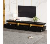 Mueble tv con 3 cajones - 200 x 40 x 42 cm - tablero de partículas - aspecto mármol - negro