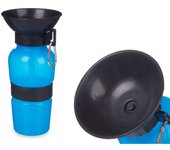 Botella bebedero de agua para perros azul negro metal plástico 500 ml