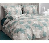 Set sábana de invierno forro polar en franela anti-pilling pétalos verdes de puro algodón dos cuadrados