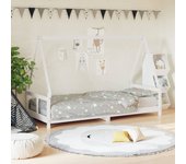 Estructura de cama infantil blanca de madera maciza de pino 80x200 cm