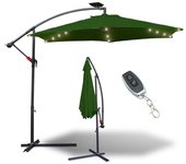 Sombrilla con led 300 cm con protección uv 30+ manivela plegable aluminio redonda balcón terraza balcón paraguas manivela paraguas de mercado verde