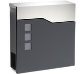 Wiltec buzón de diseño v20 antracita 370 x 105 x 370 mm, buzón de pared con cerradura y rollo de periódico, buzón de acero con recubrimiento en pol...