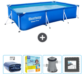 Paquete de piscina - bestway - rectángulo - 300x201x66 cm + accesorios cb8