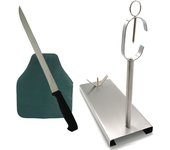 Cuperinox soporte jamonero inoxidable profesional con base antideslizante para jamones y paletas, incluye cuchillo | jamoneros elite collection