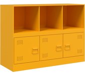 Aparador | aparador de comedor | armario de cocina de acero amarillo mostaza 99x39x73 cm cfw82631