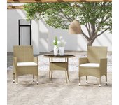 Juego de comedor para jardín de 3 piezas，conjunto de comedor de exterior，conjunto de jardín ratán sintético beige cfw616576