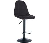 Taburete de bar x1 con reposapiés asiento giratorio de altura regulable en tela negra estructura de metal negro 10_0004841
