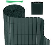 Canisse pvc para el jardín, valla oculta, balcón o terraza doble cara, valla cortaviento para balcón, verde 80 x 500cm