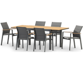 Conjunto mesa jardín 200/140x90 cm y 6 sillas aluminio antracita - osaka