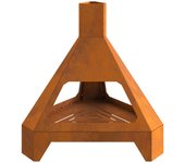 Vidaxl hoguera con chimenea 50x43x52 cm acero envejido