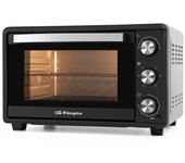 Horno eléctrico de sobremesa 25 litros, convección 1500w, temporizador, selector de temperatura, 47 x 38 x 29,5 cm, negro