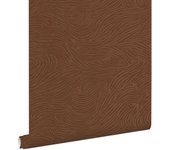 Papel pintado diseño de líneas onduladas en 3d rojo barro cocido - 50 x 900 cm - estahome