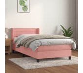 Cama con somier y colchón rosa 90x200 cm terciopelo