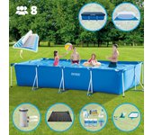 Paquete de piscina - intex - rectángulo - 450x220x84 cm + accesorios cb97