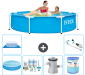 Paquete de piscina - intex - alrededor - 244x244x51 cm + accesorios a1461