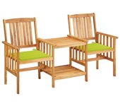 Maison exclusive - sillas y mesita de jardín con cojines madera maciza acacia