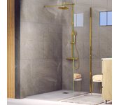 Mampara de ducha | panel fijo | 70 x 195 cm | perfil dorado | cristal templado con espesor de 8mm | tratamiento antical | alday