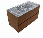 Mondiaz vica dlux 90cm mueble de baño color rust con 2 cajones. con lavabo cloud centro 1 orificio color lava
