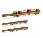 Relaxdays set de 18 vasos para chupitos, tres porta chupitos, 4 cl, medio metro, marrón