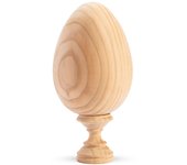 Huevo en cirmolo con pedestal. huevo h 140 mm x 95 mm base h 65 mm x 50 mm