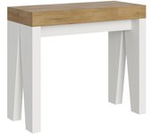 Consola extensible 90x40/300 cm naxy mix tapa roble natural - patas fresno blanco