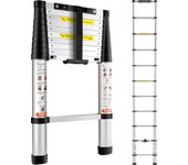 Vevor escalera telescópica de aluminio altura de 320cm escalera de extensión plegable portátil capacidad de 170kg con pasteles antideslizantes 1 botón