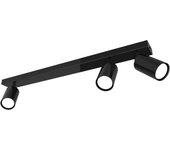 Lumicom | fleck lámpara de techo, 3x gu10, max 33w, metal, negro brillante, d.6cm